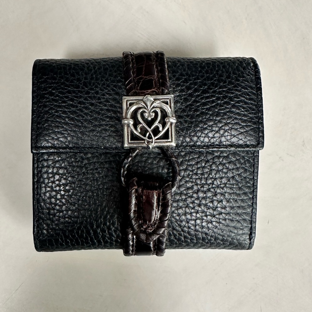Brighton Black Leather Wallet with Silver Heart Clasp